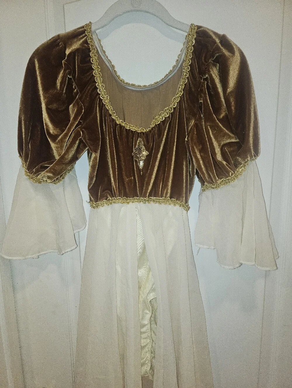 Halloween Classic Princess Velvet Dress Costume in Brown and Cream